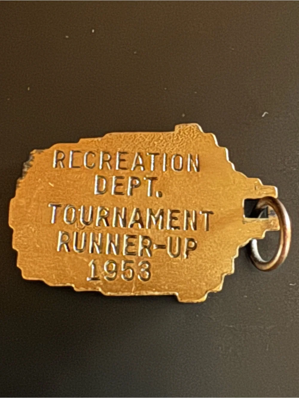Vintage 1953 Basketball Tournament Runner-Up Brass Charm Pendant